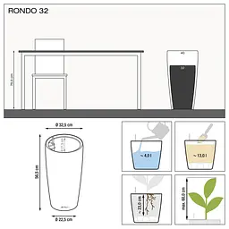 Вазон Lechuza Rondo Premium, 13 л, чорний (15789) - мініатюра 4