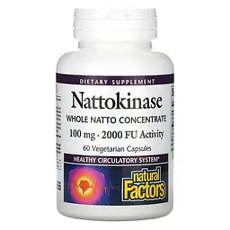 Наттокиназа (Nattokinase) Nattokinase 100 mg 60 Capsules Natural Factors vit0005308