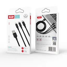 USB Кабель XO NB173 3in1 2.4A 1.2m Чорний - мініатюра 2