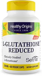 Глутатіон, L-Glutathione, Setria, знижений, 250 мг, 60 капсул Healthy Origins vit0001598