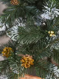 Сертифікована ялинка штучна пухнаста із снігом та золотими шишками та перлинами YaLINKA КZ15 150 см із високоякісного нешкідливого - мініатюра 4