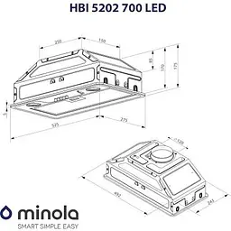 Витяжка вбудована Minola HBI 5202 BL 700 LED - мініатюра 4