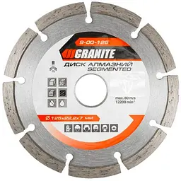 Диск відрізний алмазний MasterTool по бетону каменю граніту Granite 125 мм сегментний