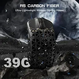 Ігрова мишка ATTACK SHARK R5 Ultra / Три режими підключення / PAW3950MAX / Carbon Fiber / 39 г / Black - мініатюра 2