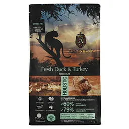Сухий корм Ambrosia Grain Free Cat Fresh Duck & Turkey для стерилізованих котів зі свіжою качкою та індичкою 1.5 кг - мініатюра 2