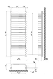 Рушникосушка водяна Heizung WU 21/45 1210х450 мм 600 Вт Чорний 30412 - мініатюра 3