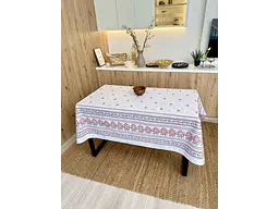 Скатертина ПЛАТКИ-ОПТ 150*180 бавовняна "Білий орнамент"