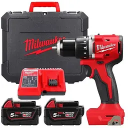 Дриль-шуруповерт акумуляторний безщітковий MILWAUKEE, M18 BLDDRC-502С, 60.5Нм (ЗУ, 2х5Аг, кейс)