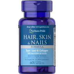 Вітаміни та мінерали Puritan's Pride Hair Skin and Nails Formula, 60 каплет