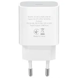 Зарядний пристрій 2E USB-C Wall Charger PD3.0 DC5V/3A, 20W, white (2E-WC1USBC20W-W) - мініатюра 2