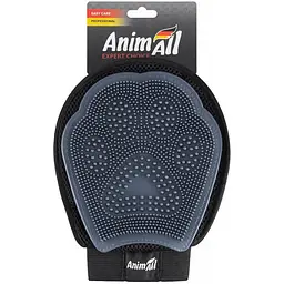 Масажна рукавиця AnimAll Groom, для вичісування шерсті котів і собак, сіра - мініатюра 2