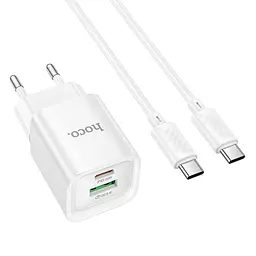 МЗП Hoco C147A PD20W+QC3.0 (1USB-A/1C) + кабель Type-C to Type-C White - мініатюра 2