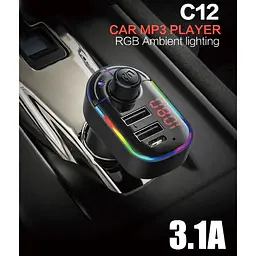 FM трансмітер модулятор Borofone C12 з Bluetooth 5.0 USB чорний - мініатюра 6