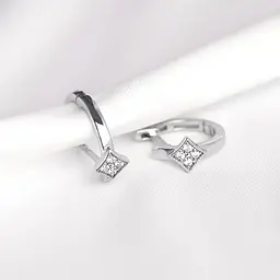 Сережки з білого золота Геометричні кільця (з40088) - мініатюра 5