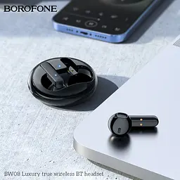 Bluetooth Стерео Гарнітура Borofone BW08 TWS Чорний - мініатюра 6