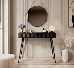 Стіл туалетний Perfect Home Ланте / Lante 1S/100 з 1 шухлядою і чорними ніжками Чорний (PFH-091188) - мініатюра 6