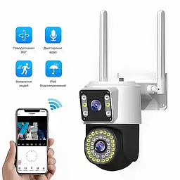 IP-камера вулична з акумулятором та подвійним об'єктивом XON SmartCam Wi-Fi 8000mAh Solar 1080P (KCBSW22VW 3732) Біла - мініатюра 2