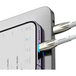 Кабель Baseus Glimmer Series Fast Charging USB-C to Lightning 20w 1m White (CADH000002) [155528] - мініатюра 8