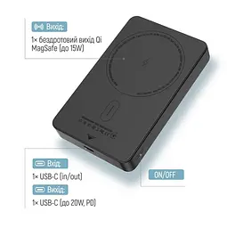 Повербанк Powerbank ColorWay PB-100LPA1BK-WPDD 10000mAh 15W MagSafe (USB-C PD 20W) Black - мініатюра 4