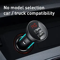 Автомобільний зарядний пристрій BASEUS TZCCBX-0G 2USB кабель Lightning/Micro/Type-C 24W 4.8A + вольтметр - мініатюра 8
