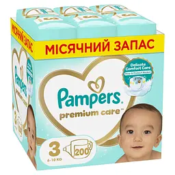 Підгузки Pampers Premium Care Midi Розмір 3 (6-10 кг) 200 шт (8006540855898)