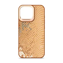 Кожаный чехол для Apple iPhone 15 Pro Max, Harder Snake Pattern, бежевый, термополиуретан ТПУ + экокожа с текстурой змеиной кожи, панель, защита корпуса, противоударный, микрофибра, рамка вокруг камеры, защита всего корпуса, (ARM76800)
