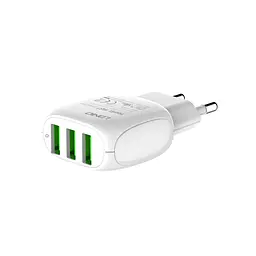 Блок зарядний пристрій 3 порти USB LDNIO A3315 Micro USB кабель-набір білий - мініатюра 3