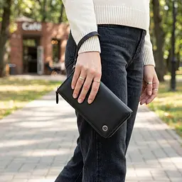 Практичний шкіряний гаманець-клатч ST Leather 19371 чорний - мініатюра 2