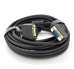 Кабель VGA 3+6 VEGGIEG VG-15 OD-8.0mm, 2 феррита 15m