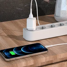 Адаптер мережевий HOCO Lightning Cable Briar dual port charger set N8 2 порти USB 2.4A білий - мініатюра 5