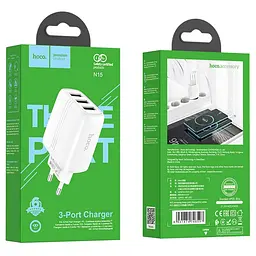 Адаптер мережевий HOCO Amazing three-port charger N15 3USB, 3.4A - мініатюра 7