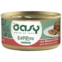 Вологий корм Oasy Cat Wet Caprice для дорослих котів терін з яловичиною та морквою 85 г