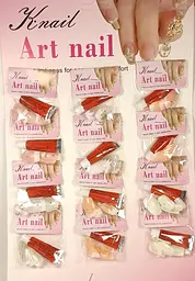 Нігті накладні з камінчиком Art Nail R 2456 з клеєм, упаковка 12 шт