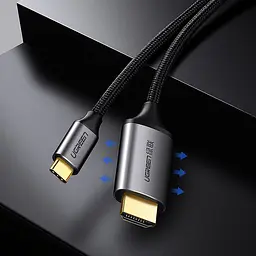 Кабель USB 3.1 Type-C M - HDMI M, 1.5m 4K 60Hz Male Cable Aluminum Shell UGREEN MM142 (Gray Black) - мініатюра 7