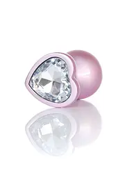 Анальна пробка - Jewellery Pearl Pink Heart Plug Clear M - мініатюра 3