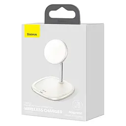 Зарядний пристрій Qi Baseus Swan Magnetic Desktop Bracket Wireless Charger (WXSW-02) білий - мініатюра 3