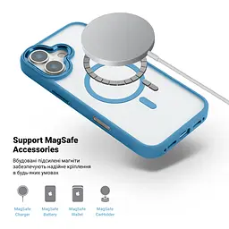 Чехол Apple iPhone 16 Plus, Unit MagSafe, голубой, прозрачный, магсейф, ударопрочный, магнитный, панель-накладка с поддержкой MagSafe, с поддержкой беспроводной зарядки, TPU+PC, защита всего корпуса, ударопрочный, ArmorStandart (ARM79294) - мініатюра 4