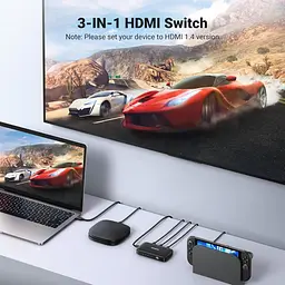 HDMI-перемикач UGREEN 3-в-1 4K 30Hz з пультом для ТВ, ПК і консолей - мініатюра 7