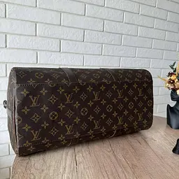 Дорожня сумка велика містка з екошкіри коричнева на плече (1589К) - мініатюра 6