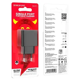 Адаптер мережевий Borofone Erudite single port charger BAS11A 1USB, 2.1A/10.5W - мініатюра 2
