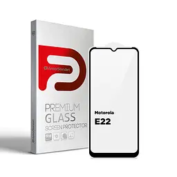 Захисне скло для Motorola E22, Full Glue, 2.5D, на весь екран, глянцеве, загартоване 9H, повне проклеювання по всій поверхні, з чорною рамкою, протиударне, ArmorStandart (ARM65551)