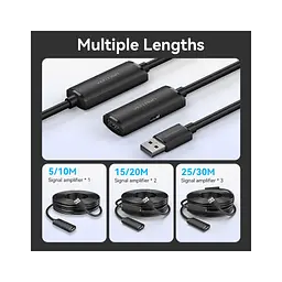 Дата кабель USB 2.0 AM/AF 15.0m Active black Vention (CBKBN) - мініатюра 8