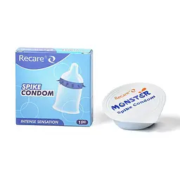 Насадка на член Recare Spike Condom Blue (презерватив з шипами) - мініатюра 3