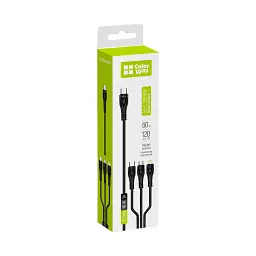 Дата кабель USB-C to Lightning + Micro 5P + USB-C 1.2m 3.0A (PD60W data) Black ColorWay (CW-CBPDU3060-BK) - мініатюра 6
