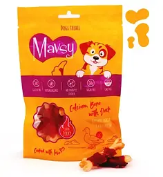 Ласощі для собак Mavsy CALCIUM BONE with DUCK качина ніжка з кальцієм, 100 г