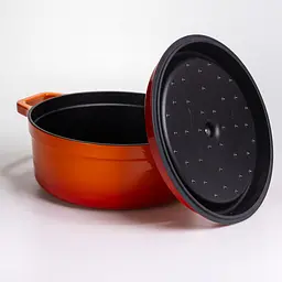Кокотниця чавунна емальована 5,5 л, помаранчевий Yongkang HP-FLG-5 ORANGE - мініатюра 4