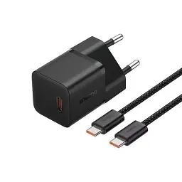 Мережевий зарядний пристрій Baseus GaN5 Fast Charger (Xiaomini) Type-C 20W + Cable Type-C to Type-C P10110900113-00 Black - мініатюра 3