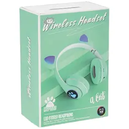 Дитячі навушники Cat MZ-023 Bluetooth RGB підсвічування FM microSD з котячими вушками зелений - мініатюра 6