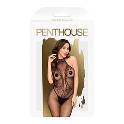 Бодістокінг з високим мереживним коміром Penthouse - First Lady Black S/M/L - мініатюра 3