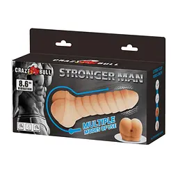 Насадка на пеніс з вібрацією Pretty Love Crazy Bull Stronger Man 22 см тілесний - мініатюра 8